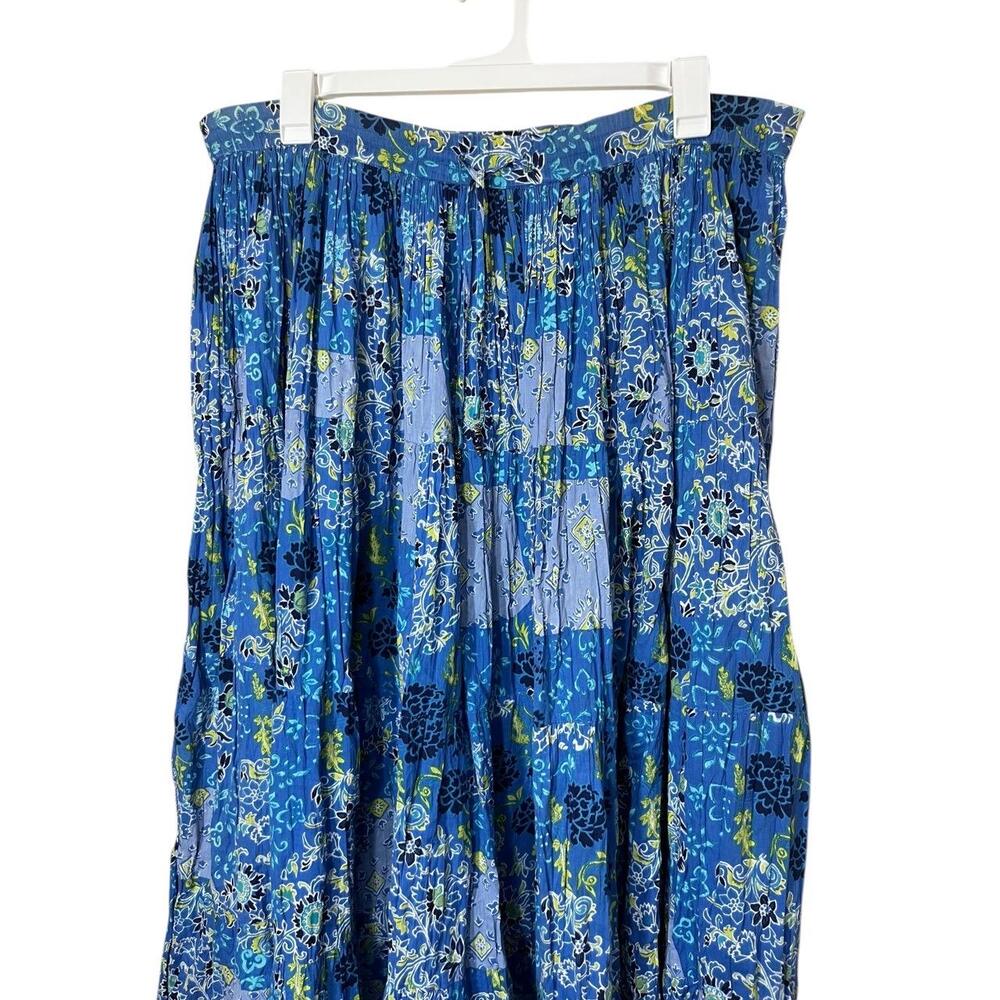 White Stag Blue Patchwork Pattern Maxi Boho Elast… - image 2